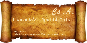 Csarankó Apollónia névjegykártya